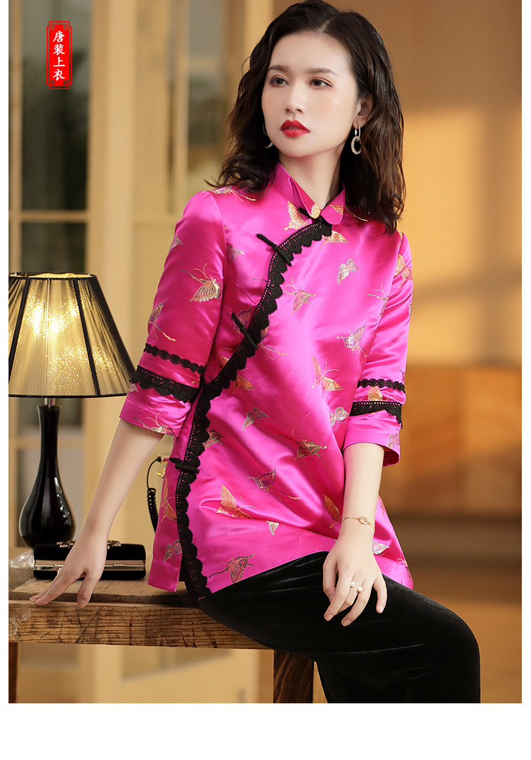 融合時尚與傳統 xzyqf191027新款錦緞刺繡唐裝上衣
